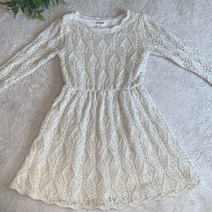 Cat & Jack Cream Crochet Knit Dress 3T EUC